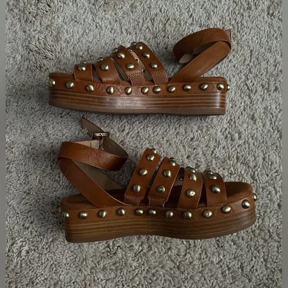 Kelsi Daggar Brooklyn Saddle Studded Platform Sandals size 6 EU36.5 - Picture 3 of 10